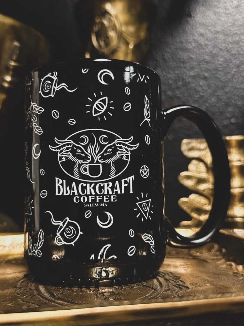 NIB Blackcraft Coffee Logo Mug Salem Exclusive Symbols Goth Limited Emo Magic